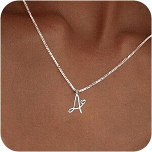 Initial Necklaces for Women Trendy, Dainty Silver Letter Necklace Cute Pendant